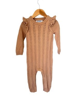 Old Navy Girls Knit Ruffle One-Piece Romper - Brown